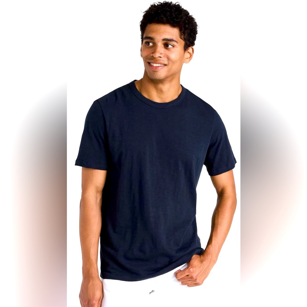 THEORY MEN’S ESSENTIAL COSMOS SLUB COTTON TEE - NAVY SIZE MEDIUM (PREOWNED)